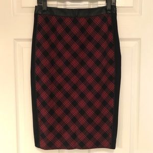 The Limited red black plaid pencil skirt 6